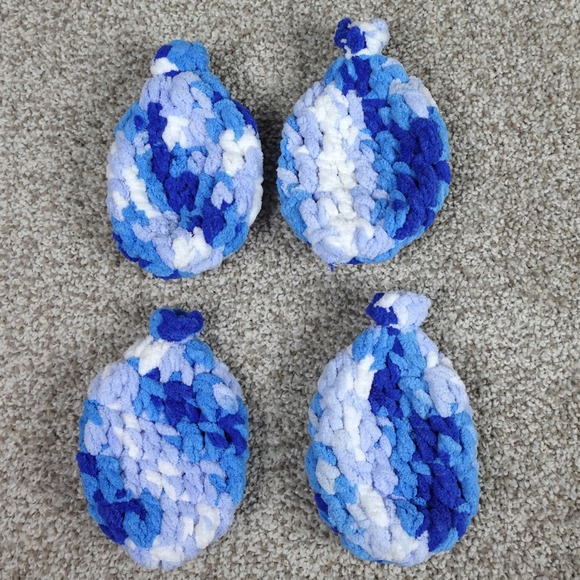 Hand Crafted Other - Set of 4 Reusable Crochet Water Balloons Blue White Variegated Handmade Kids Toy